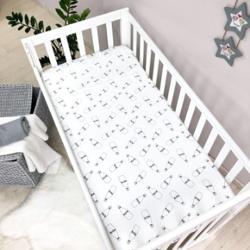 Husa saltea patuț bebe copii din bumbac 120 x 60 cm, Milk